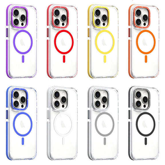For iPhone 12 Pro Dual-Color Clear Acrylic Hybrid TPU MagSafe Phone Case(Black)