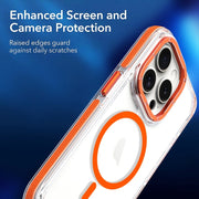 For iPhone 15 Plus Dual-Color Clear Acrylic Hybrid TPU MagSafe Phone Case(Red)