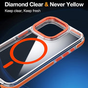 For iPhone 14 Pro Max Dual-Color Clear Acrylic Hybrid TPU MagSafe Phone Case(Orange)