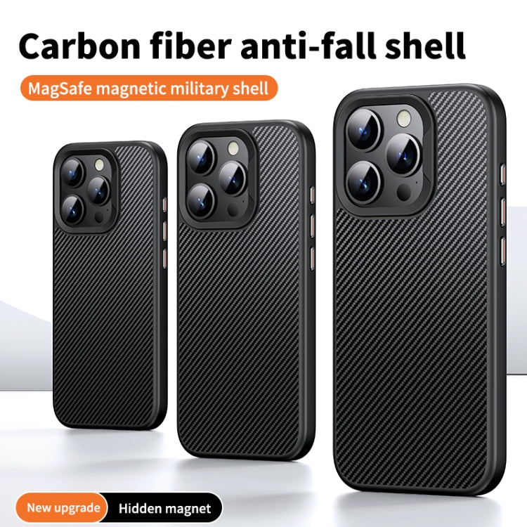 For iPhone 15 Pro MagSafe Kevlar Fiber Shockproof Phone Case(Black)
