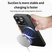 For iPhone 15 Pro MagSafe Kevlar Fiber Shockproof Phone Case(Black)