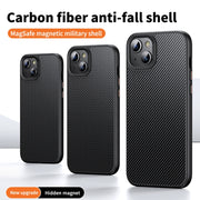 For iPhone 14 Plus Kevlar Fiber Shockproof MagSafe Phone Case(Black)
