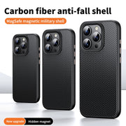 For iPhone 14 Pro Kevlar Fiber Shockproof MagSafe Phone Case(Black)