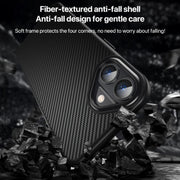 For iPhone 16 Plus Kevlar Fiber Shockproof MagSafe Phone Case(Black)
