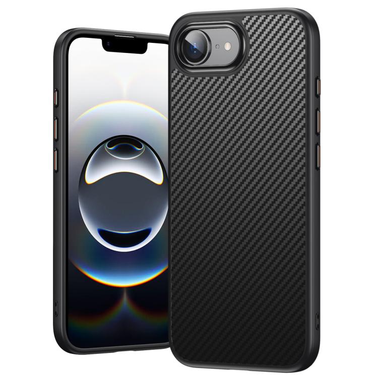 For iPhone 16e Kevlar Fiber Shockproof MagSafe Phone Case(Black)