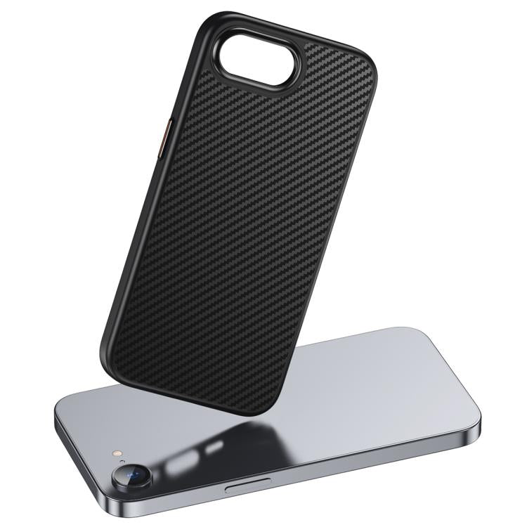 For iPhone 16e Kevlar Fiber Shockproof MagSafe Phone Case(Black)