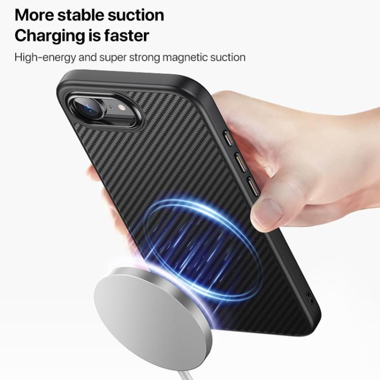 For iPhone 16e Kevlar Fiber Shockproof MagSafe Phone Case(Black)