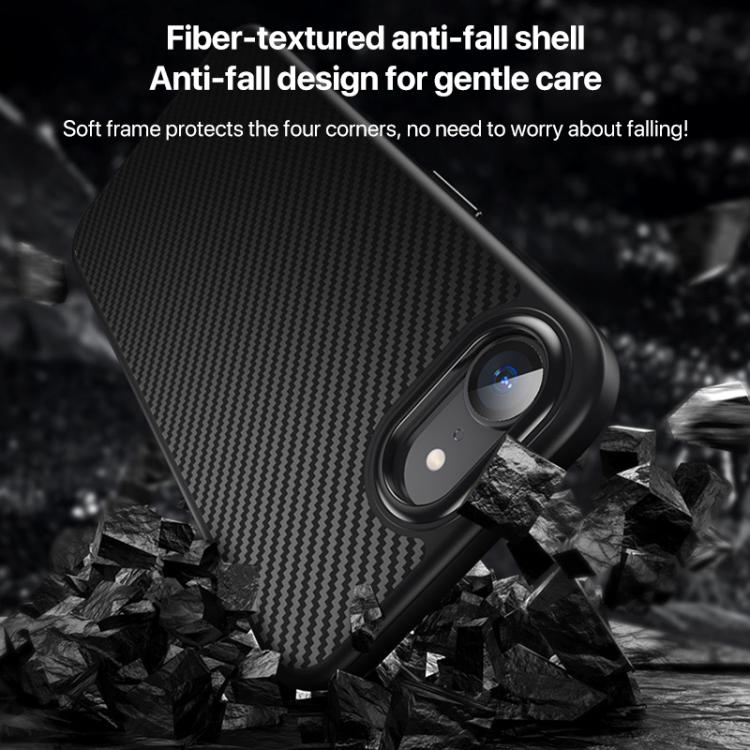 For iPhone 16e Kevlar Fiber Shockproof MagSafe Phone Case(Black)