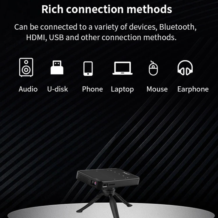 S90 DLP Android 9.0 2GB+32GB 4K Mini WiFi Smart Projector, Power Plug:US Plug(Black)