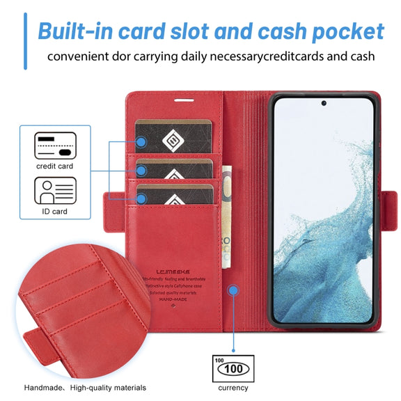 For Samsung Galaxy S24 LC.IMEEKE Skin-friendly Card Slots Leather Phone Case(Red)