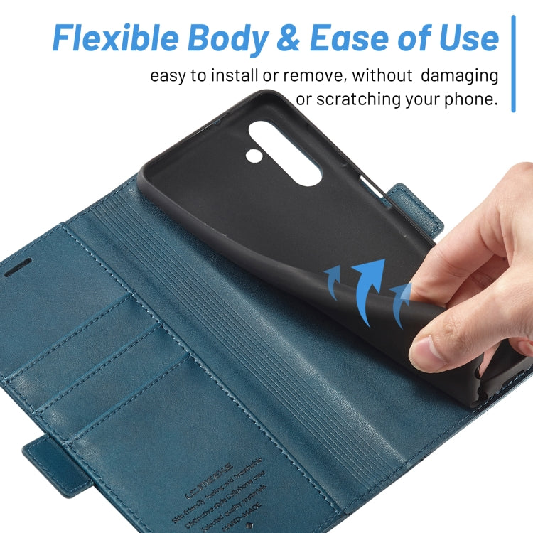 For Samsung Galaxy S24 LC.IMEEKE Skin-friendly Card Slots Leather Phone Case(Blue)