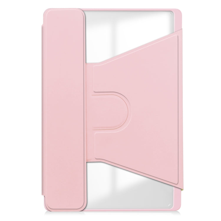 For Lenovo Tab M11/Xiaoxin Pad 11 2024 360 Rotation Transparent Smart Leather Case(Pink)
