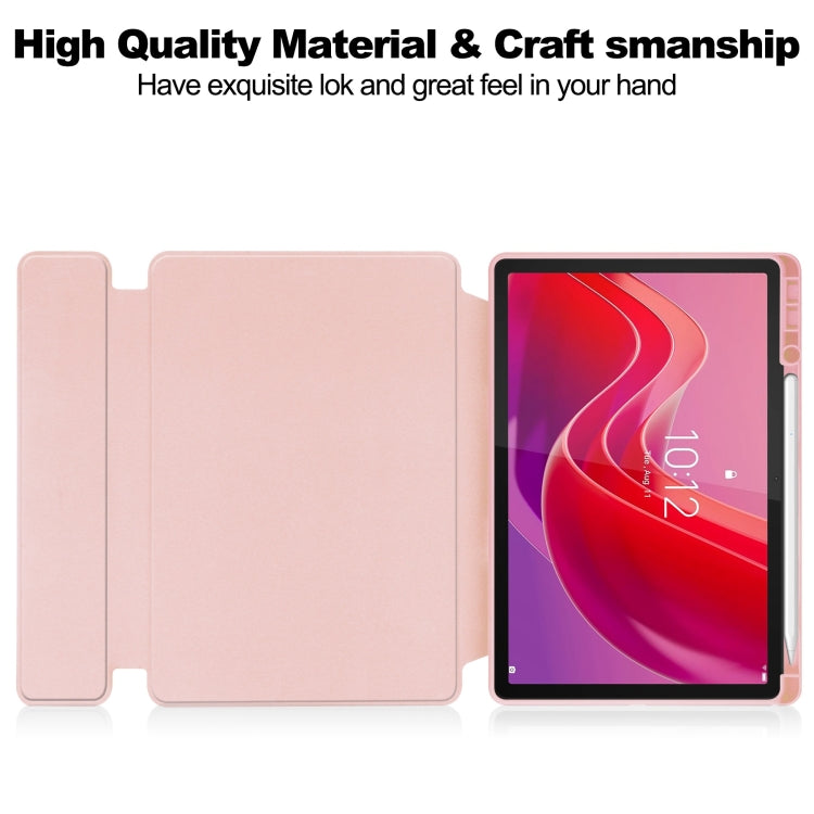 For Lenovo Tab M11/Xiaoxin Pad 11 2024 360 Rotation Transparent Smart Leather Case(Pink)