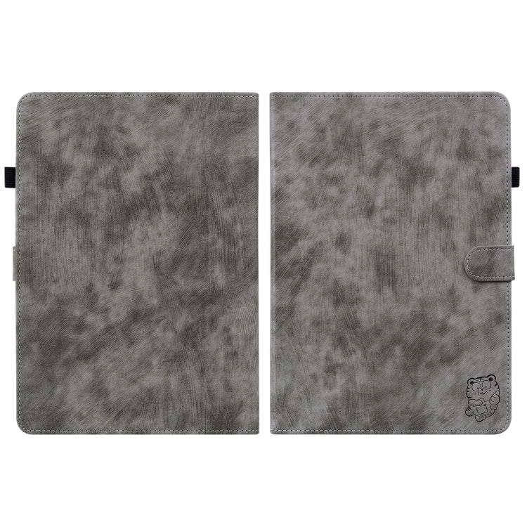 For Amazon Kindle Paperwhite 5  2023 2024 Tiger Pattern Flip Leather Tablet Case(Grey)