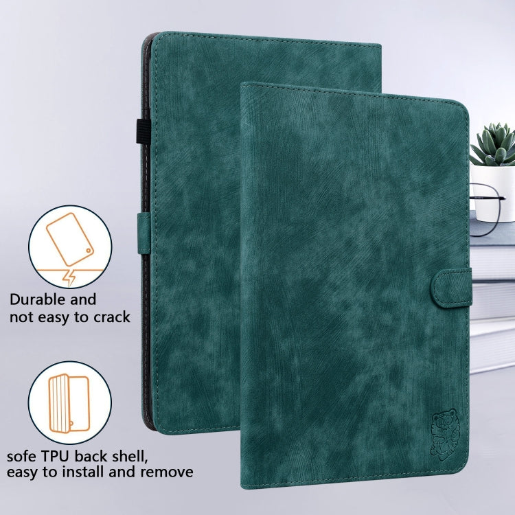 For Amazon Kindle Paperwhite 5  2023 2024 Tiger Pattern Flip Leather Tablet Case(Dark Green)