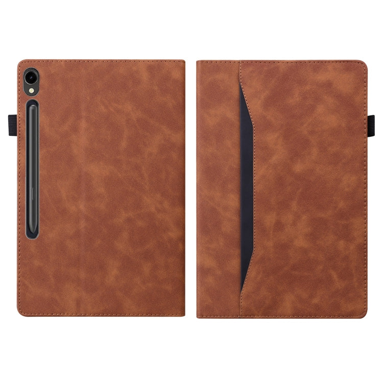 For Samsung Galaxy Tab S9+ /S8+ /S7+ Splicing Shockproof Smart Leather Tablet Case(Brown)