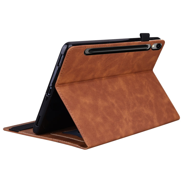 For Samsung Galaxy Tab S9+ /S8+ /S7+ Splicing Shockproof Smart Leather Tablet Case(Brown)