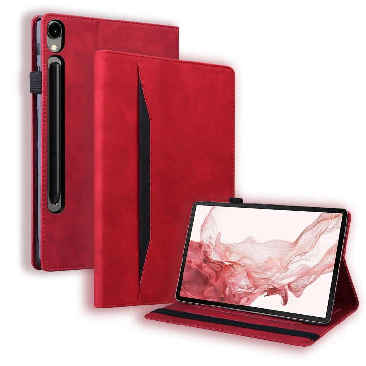 For Samsung Galaxy Tab S9 / S8 / S7 Splicing Shockproof Smart Leather Tablet Case(Red)
