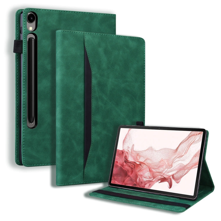 For Samsung Galaxy Tab S11 /  S10 /S9 Splicing Shockproof Smart Leather Tablet Case(Green)