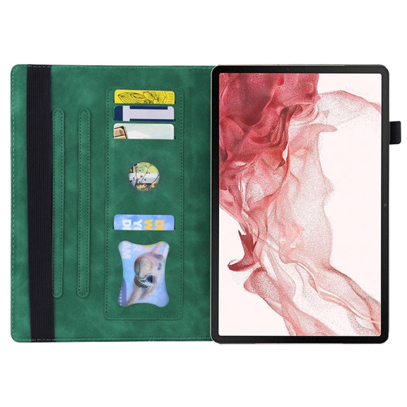 For Samsung Galaxy Tab S11 /  S10 /S9 Splicing Shockproof Smart Leather Tablet Case(Green)