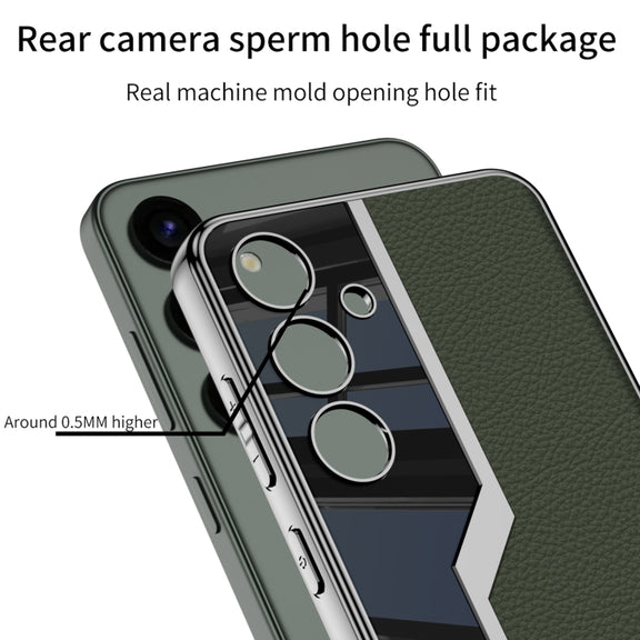 For Samsung Galaxy S24 5G GKK Plating TPU + Leather Supercar Full Coverage Phone Case(Carbon Fiber)