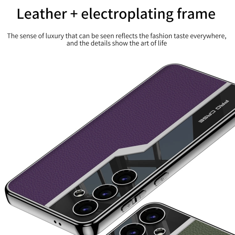 For For Samsung Galaxy S24+ 5G GKK Plating TPU + Leather Supercar Full Coverage Phone Case(Purple)