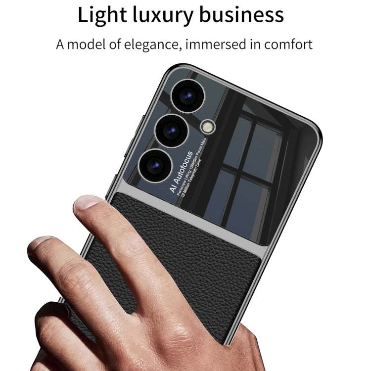 For Samsung Galaxy S24+ 5G GKK Plating TPU + Leather Full Coverage Phone Case(Black)