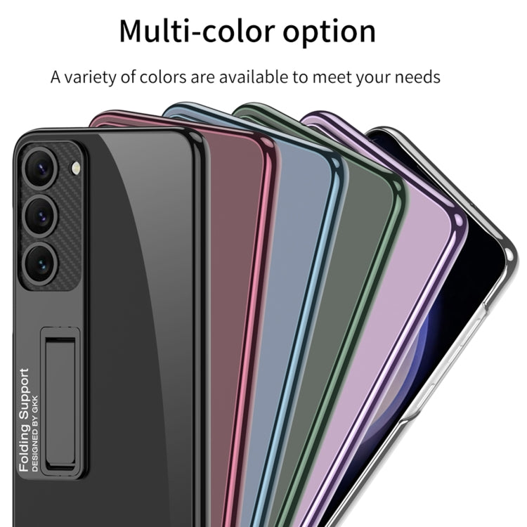 For Samsung Galaxy S24+ 5G GKK Electroplating Full Coverage Protective Phone Case with Holder(Black)