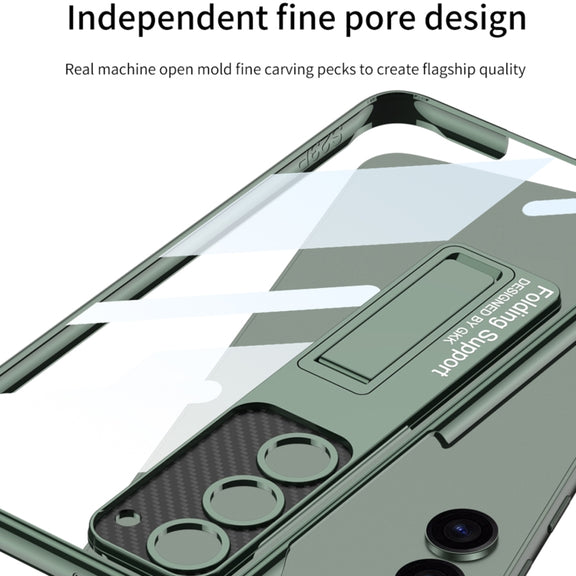 For Samsung Galaxy S24+ 5G GKK Electroplating Full Coverage Protective Phone Case with Holder(Black)