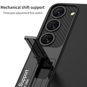 For Samsung Galaxy S24+ 5G GKK Electroplating Full Coverage Protective Phone Case with Holder(Black)