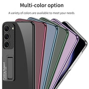 For Samsung Galaxy S24+ 5G GKK Electroplating Full Coverage Protective Phone Case with Holder(Silver)