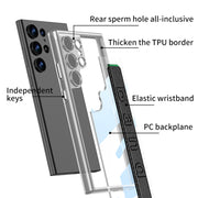 For Samsung Galaxy S24 Ultra 5G GKK Space Frame Transparent PC + TPU Phone Case with Wrist Strap(Black)