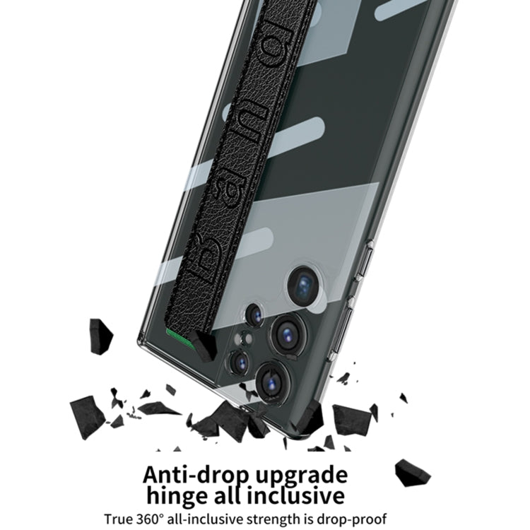 For Samsung Galaxy S24 Ultra 5G GKK Space Frame Transparent PC + TPU Phone Case with Wrist Strap(Black)