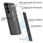 For Samsung Galaxy S24 5G GKK Space Frame Transparent PC + TPU Phone Case with Wrist Strap(Black)