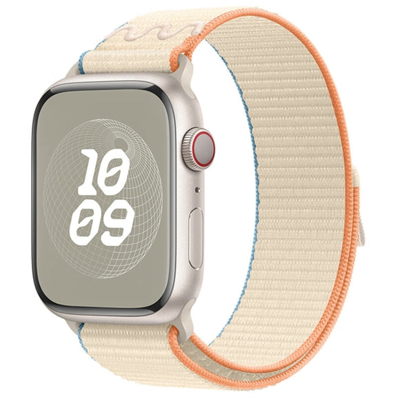 For Apple Watch SE 44mm Loop Nylon Watch Band(Milky White)