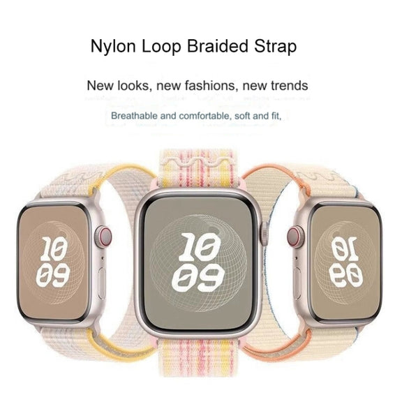 For Apple Watch SE 40mm Loop Nylon Watch Band(Black Blue)