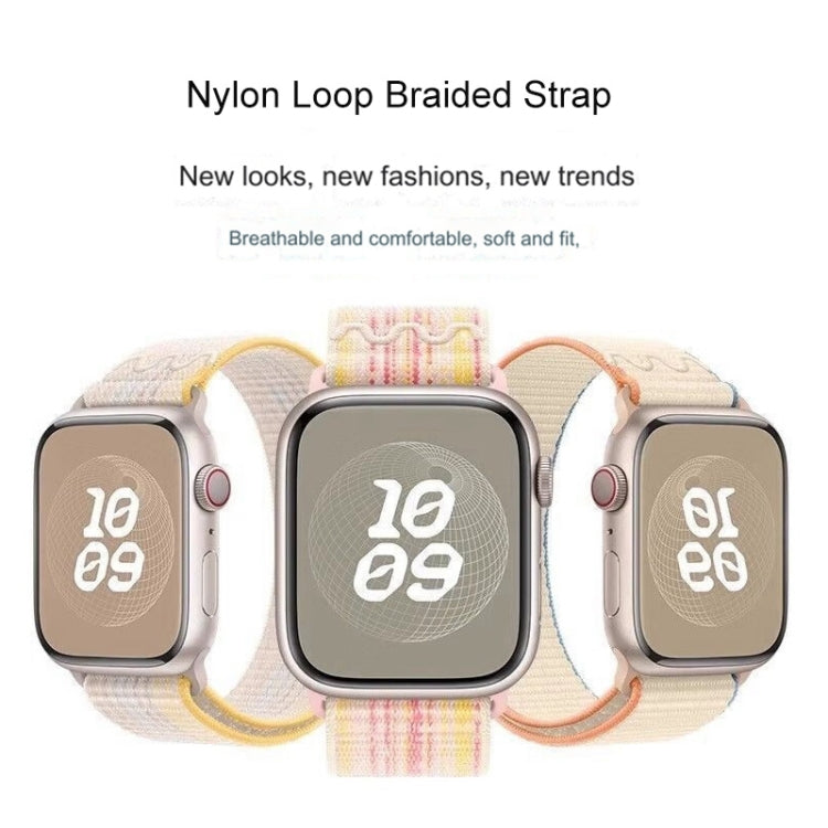 For Apple Watch Series 6 40mm Loop Nylon Watch Band(Starlight)