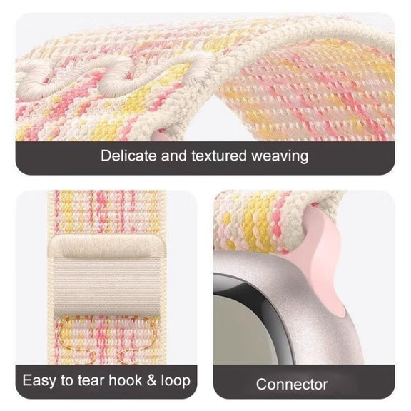 For Apple Watch Series 10 42mm / 9 41mm Loop Nylon Watch Band(Starlight Yellow Pink)
