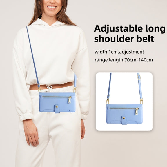 For Tecno Pop 4 Sheep Texture Cross-body Zipper Wallet Leather Phone Case(Blue)