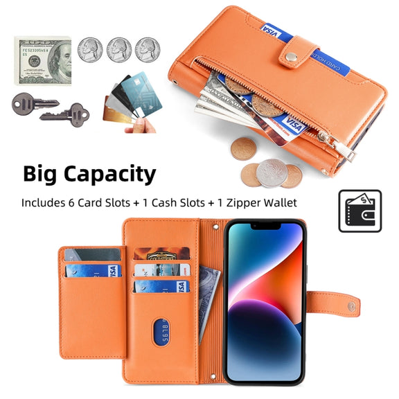 For Tecno Pova 6 Neo 4G Sheep Texture Cross-body Zipper Wallet Leather Phone Case(Orange)