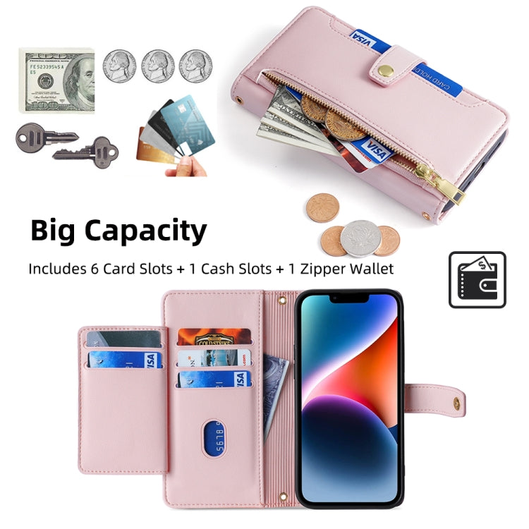 For Itel P55+ 4G Sheep Texture Cross-body Zipper Wallet Leather Phone Case(Pink)