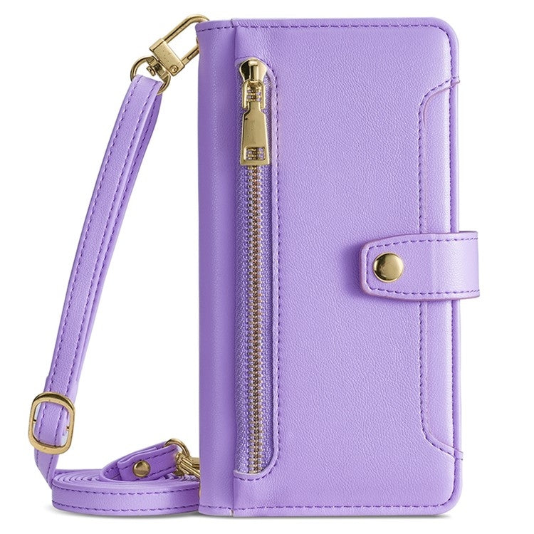 For Itel A50 4G Sheep Texture Cross-body Zipper Wallet Leather Phone Case(Purple)