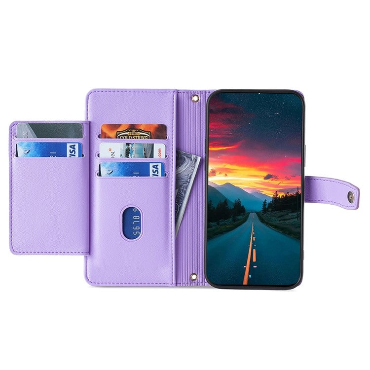 For Itel A50 4G Sheep Texture Cross-body Zipper Wallet Leather Phone Case(Purple)