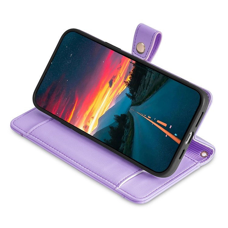For Itel A50 4G Sheep Texture Cross-body Zipper Wallet Leather Phone Case(Purple)