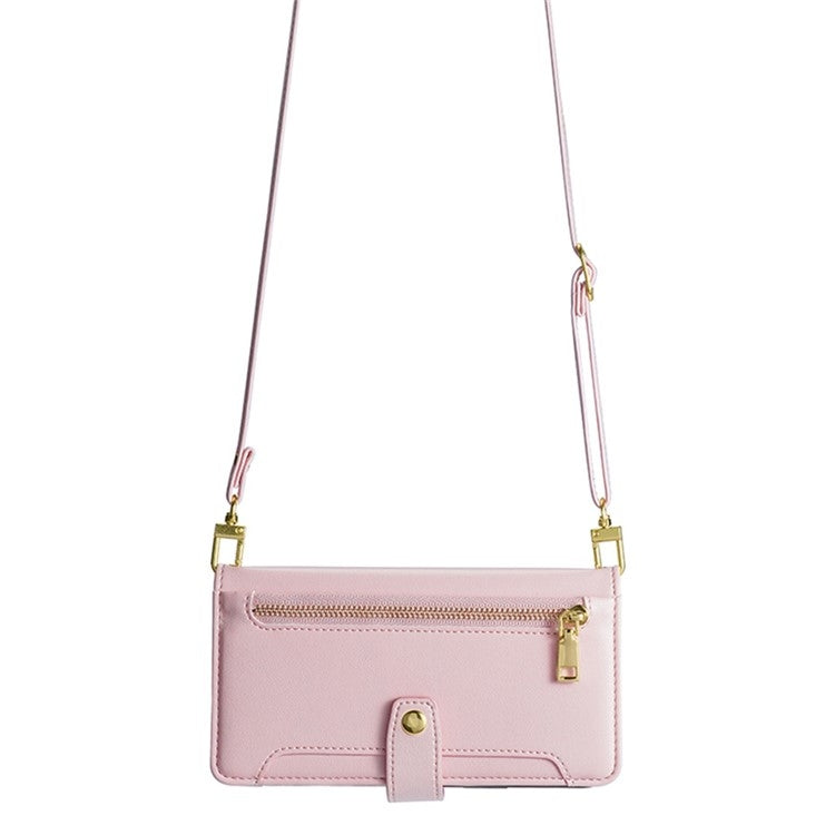 For itel S24 4G Sheep Texture Cross-body Zipper Wallet Leather Phone Case(Pink)