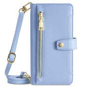 For Itel P65 Sheep Texture Cross-body Zipper Wallet Leather Phone Case(Blue)