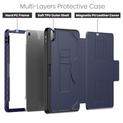 For iPad Air 11 2024 Notebook Magnetic Leather Tablet Case(Navy Blue)
