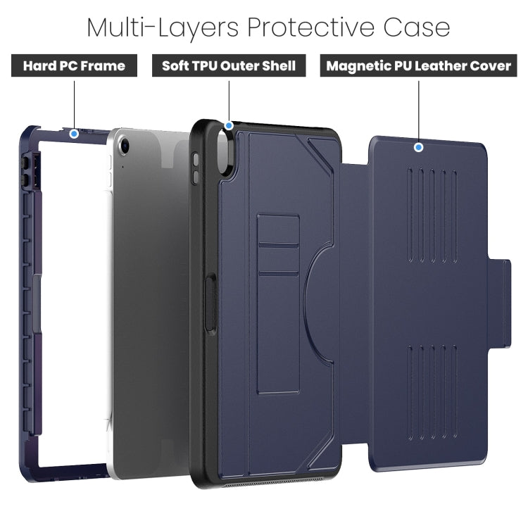 For iPad Air 11 2024 Notebook Magnetic Leather Tablet Case(Navy Blue)