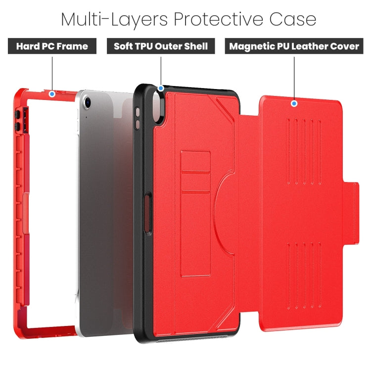 For iPad Air 11 2024 Notebook Magnetic Leather Tablet Case(Red)