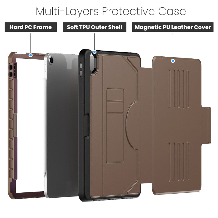 For iPad Air 11 2024 Notebook Magnetic Leather Tablet Case(Brown)